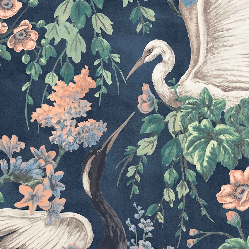  - Maurice Navy / Coral Wallpaper - WM - 411 - 01 - Decor Warehouse