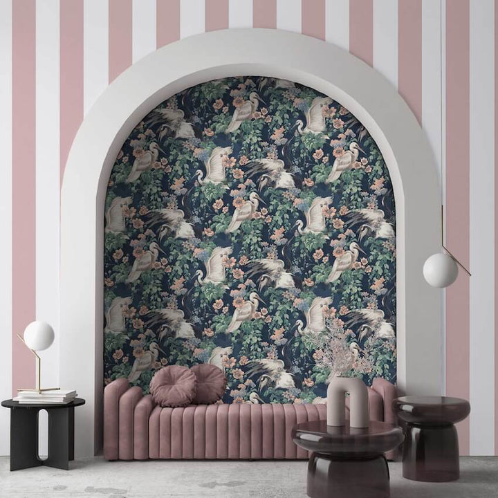  - Maurice Navy / Coral Wallpaper - WM - 411 - 01 - Decor Warehouse