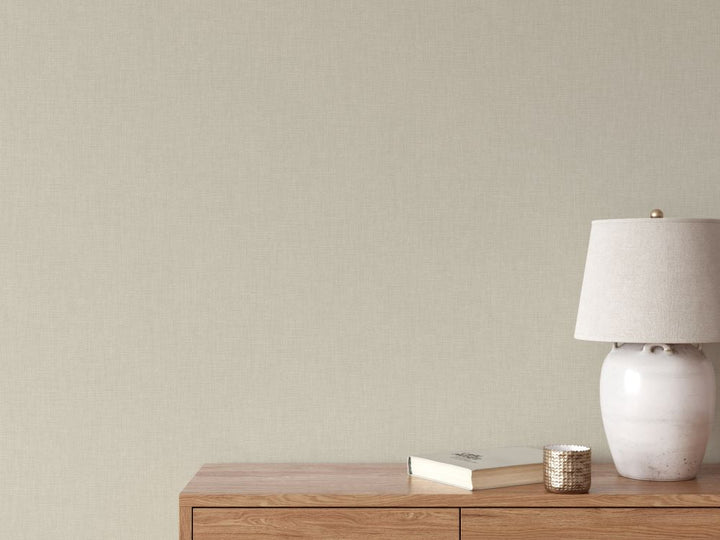  - Muriva Cambric Beige Textured Wallpaper - 196303 - Decor Warehouse
