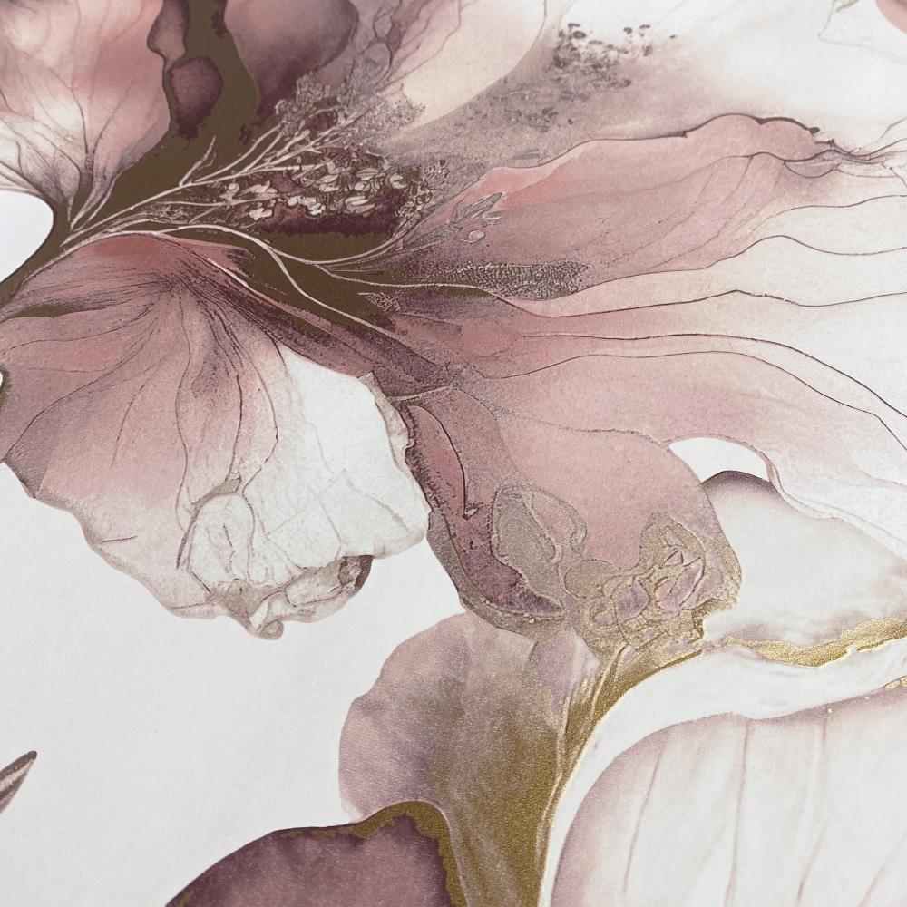 212504 - Muriva - Muriva Elysian Floral Pink Metallic Wallpaper - Decor Warehouse