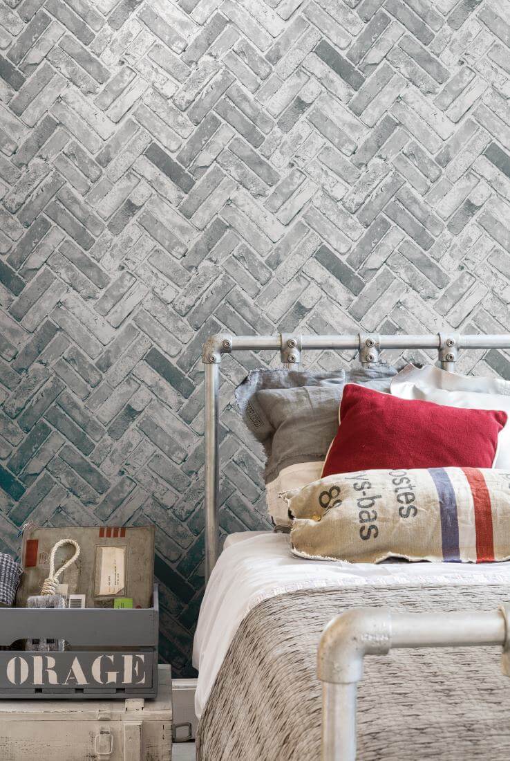 - Muriva Herringbone Brick Grey Wallpaper - 174502 - Decor Warehouse