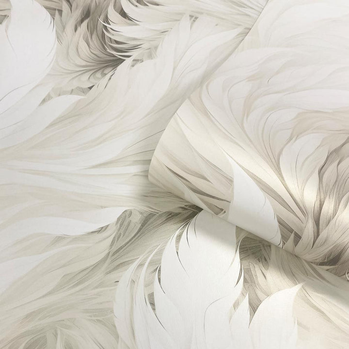  - Muriva Ivory Plumes Wallpaper - 217502 - Decor Warehouse