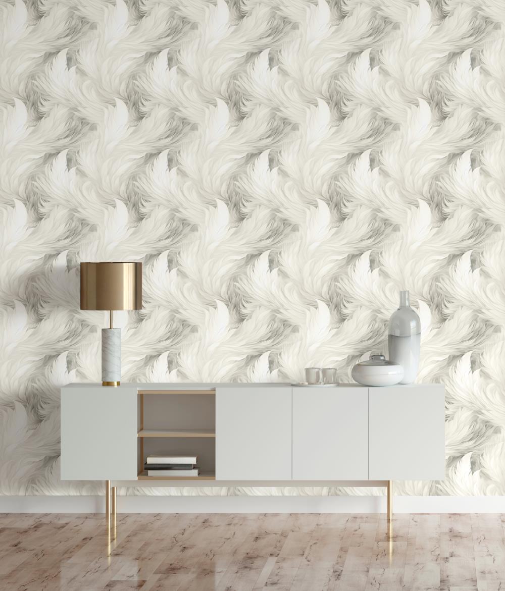  - Muriva Ivory Plumes Wallpaper - 217502 - Decor Warehouse