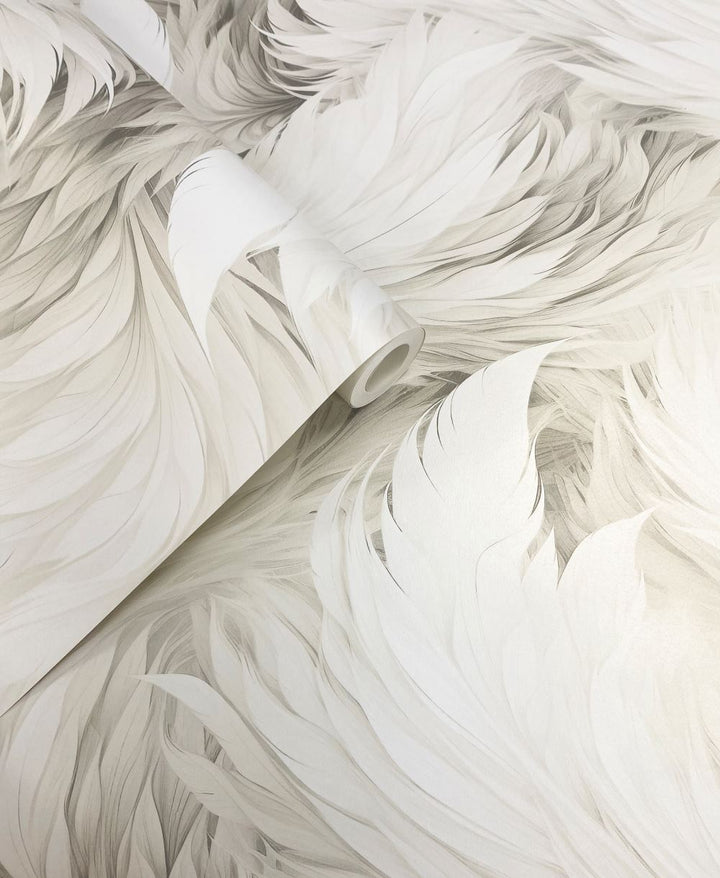  - Muriva Ivory Plumes Wallpaper - 217502 - Decor Warehouse