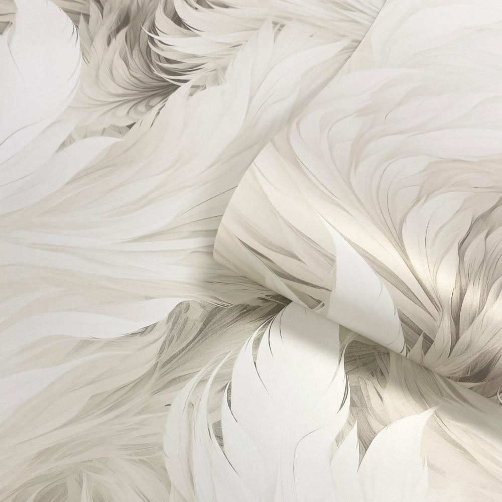  - Muriva Ivory Plumes Wallpaper - 217502 - Decor Warehouse