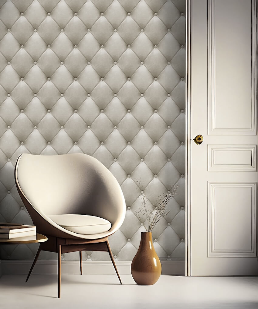 - Muriva Leatherette Cream Wallpaper - M76207 - Decor Warehouse