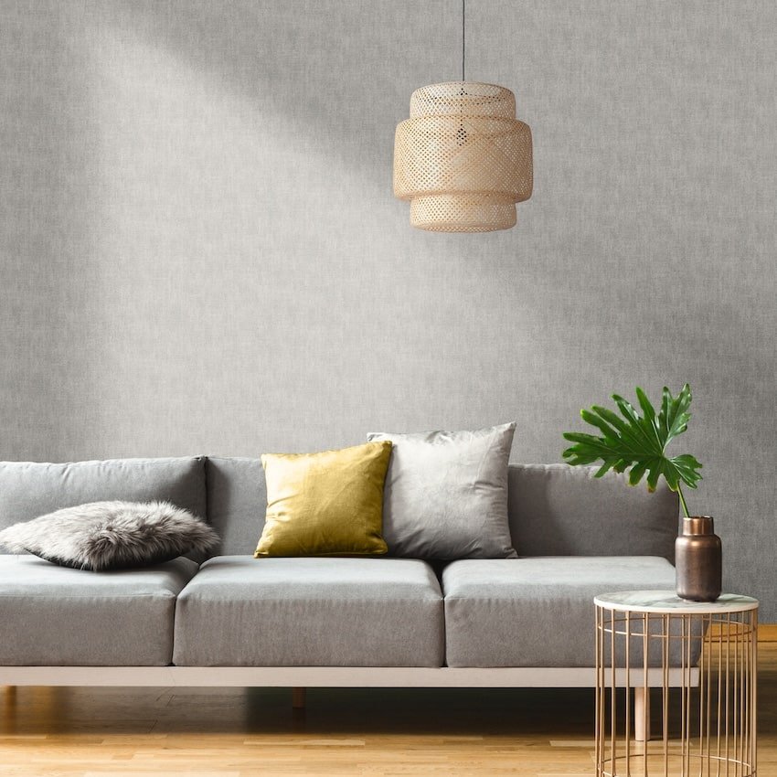 173531-Muriva-Muriva Linen Texture Grey Wallpaper-Decor Warehouse