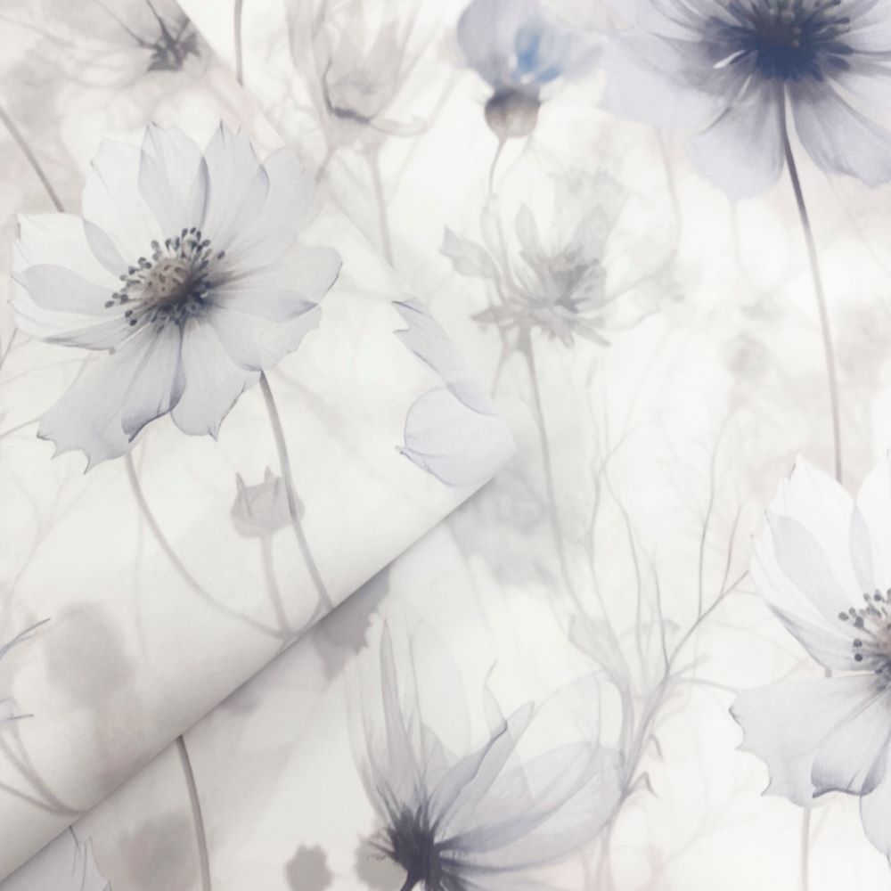 - Muriva Lissa Flower Blue Metallic Wallpaper - 215502 - Decor Warehouse