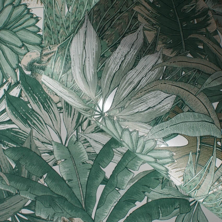  - Muriva Lush Forest Green Metallic Wallpaper - 205502 - Decor Warehouse