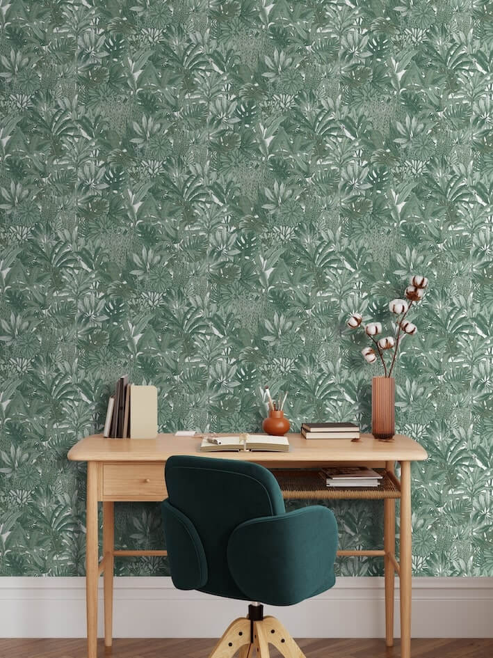 - Muriva Lush Forest Green Metallic Wallpaper - 205502 - Decor Warehouse