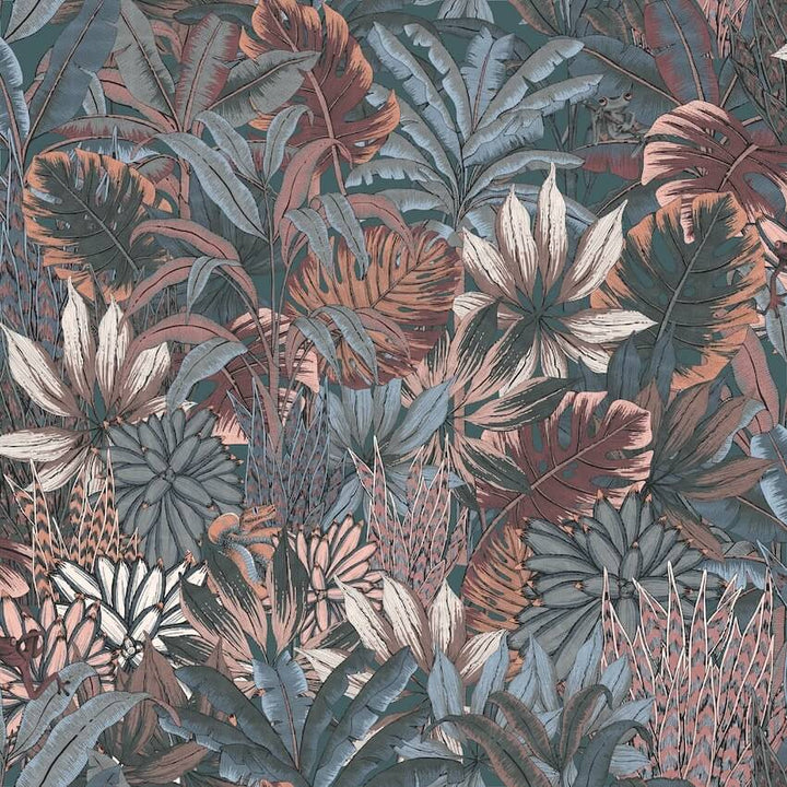  - Muriva Lush Forest Teal Metallic Wallpaper - 205501 - Decor Warehouse