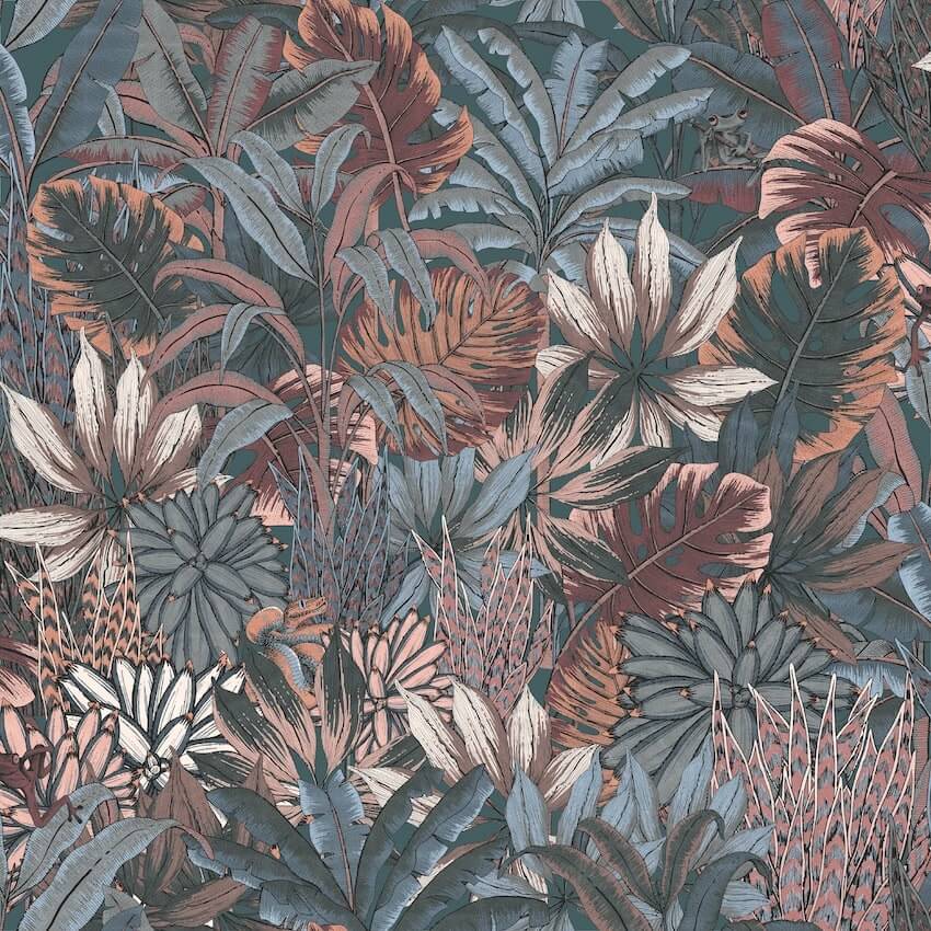  - Muriva Lush Forest Teal Metallic Wallpaper - 205501 - Decor Warehouse