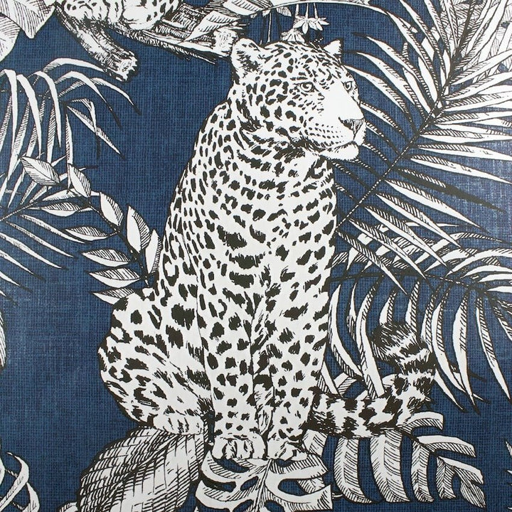  - Muriva Mamboa Leopard Blue Wallpaper - 173523 - Decor Warehouse