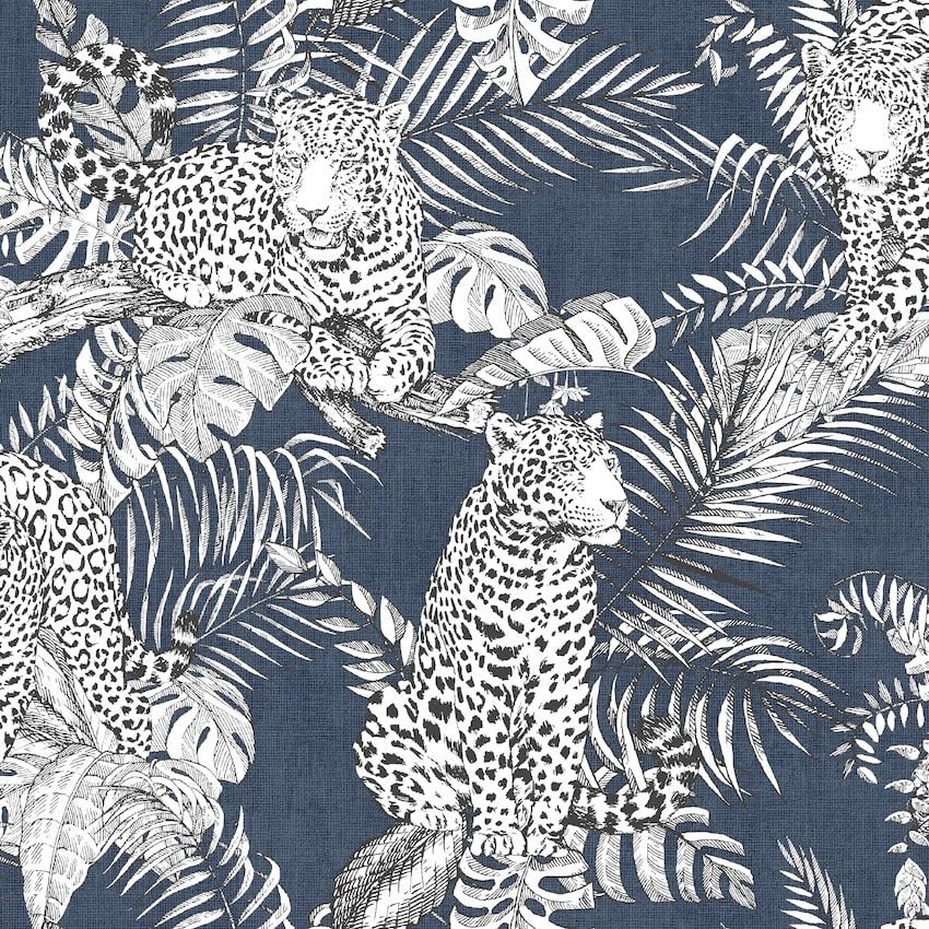 173523-Muriva-Muriva Mamboa Leopard Blue Wallpaper-Decor Warehouse