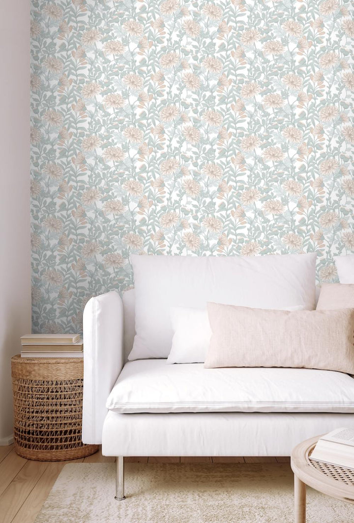 Muriva Martha Cream Green Floral Wallpaper - M88207