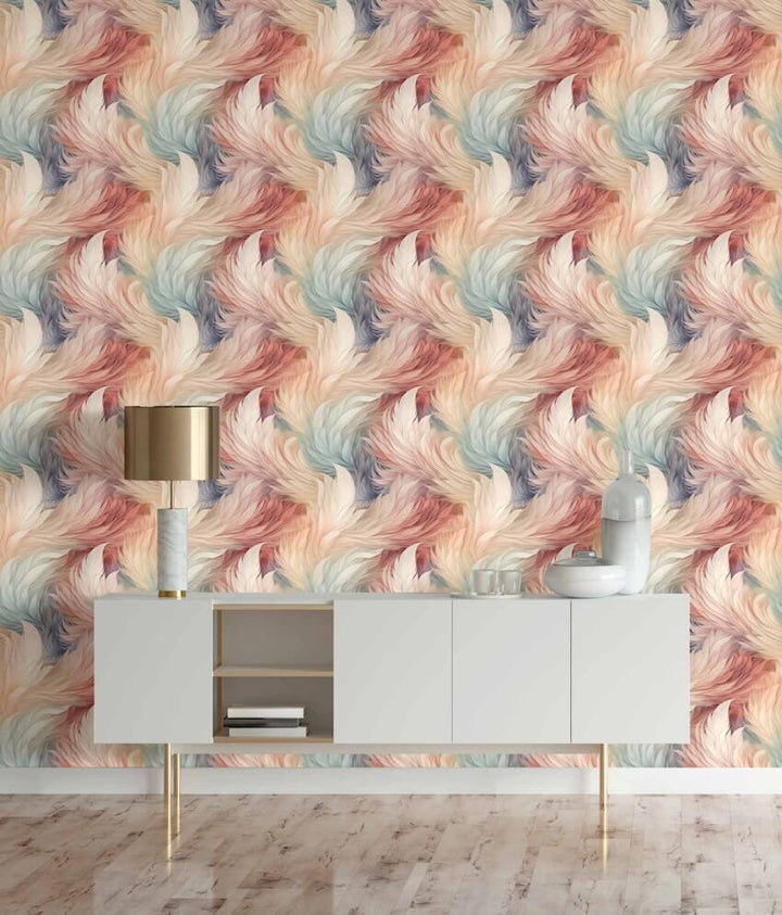  - Muriva Multi - Coloured Plumes Wallpaper - 217501 - Decor Warehouse