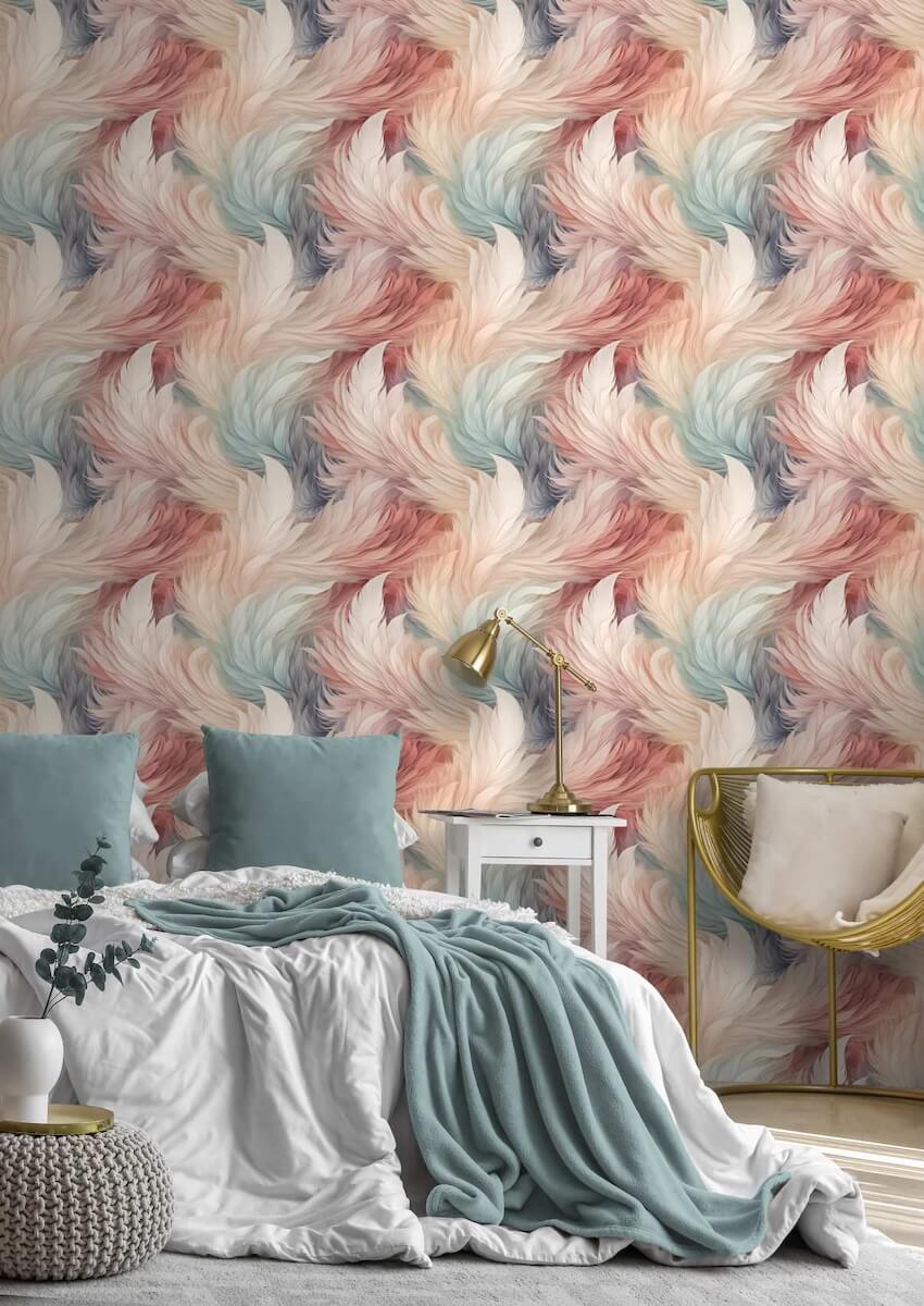  - Muriva Multi - Coloured Plumes Wallpaper - 217501 - Decor Warehouse
