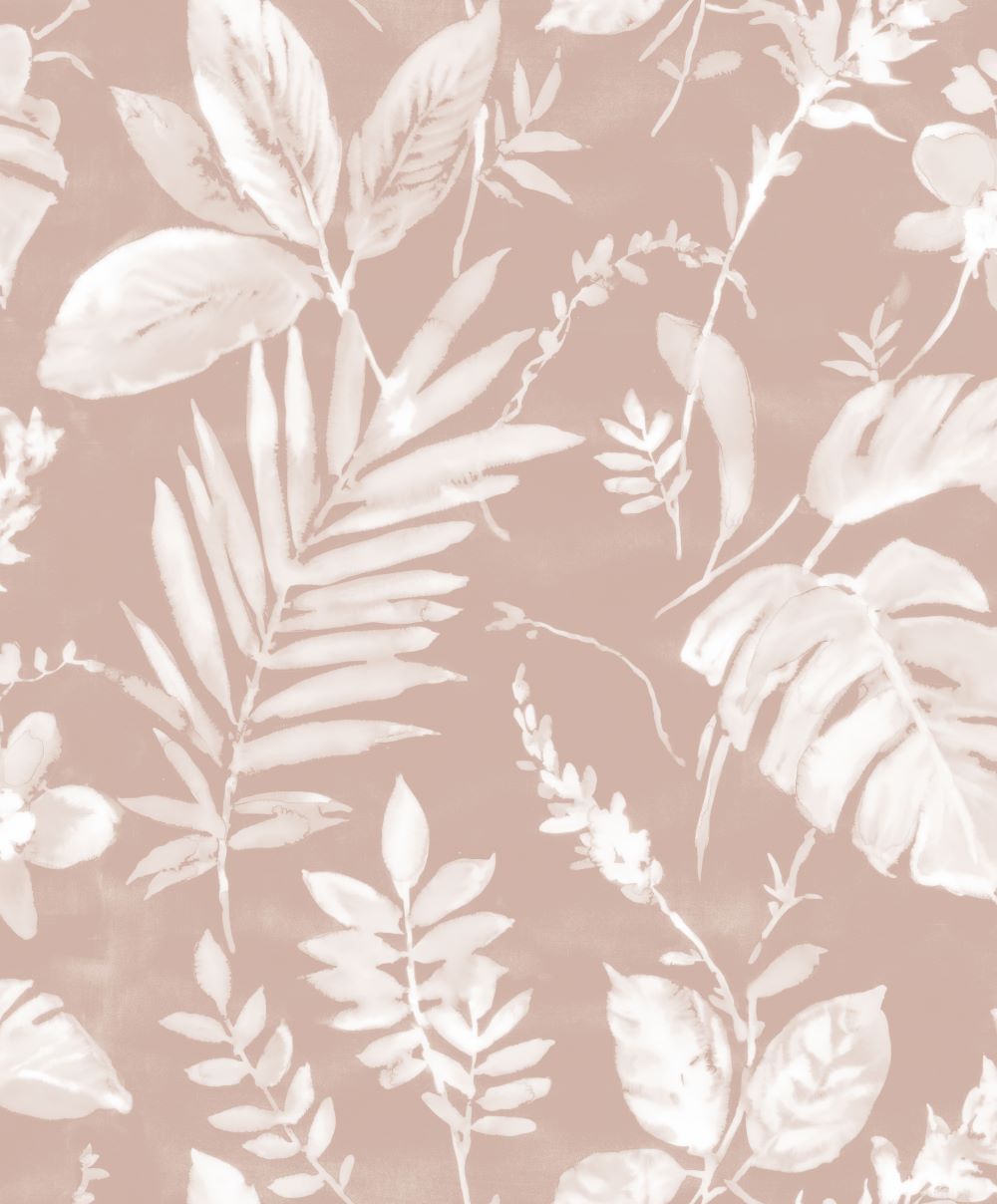 98903 - Muriva - Muriva Tane Leaf Blush Wallpaper - Decor Warehouse