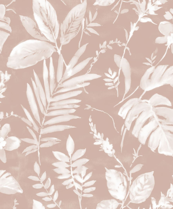 98903 - Muriva - Muriva Tane Leaf Blush Wallpaper - Decor Warehouse