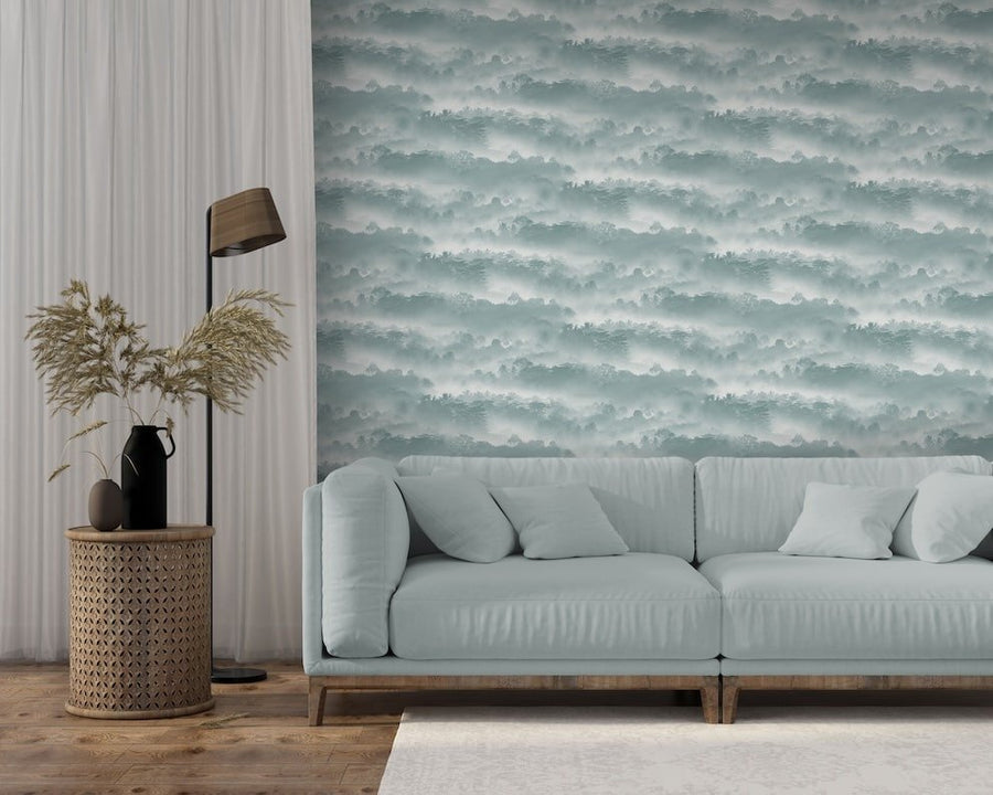  - Muriva Tropical Landscape Teal Wallpaper - 188501 - Decor Warehouse