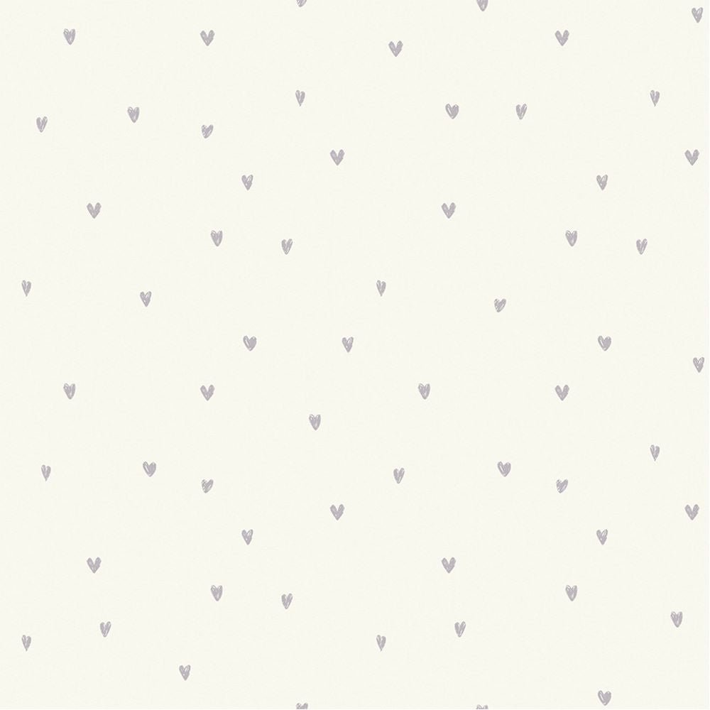 127710 - Next - Next Ditsy Heart Lilac and Light Cream Wallpaper - Decor Warehouse