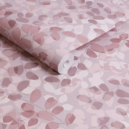 Pink Tree & Leaves Wallpaper Collection - Image of leafy pink wallpaper roll