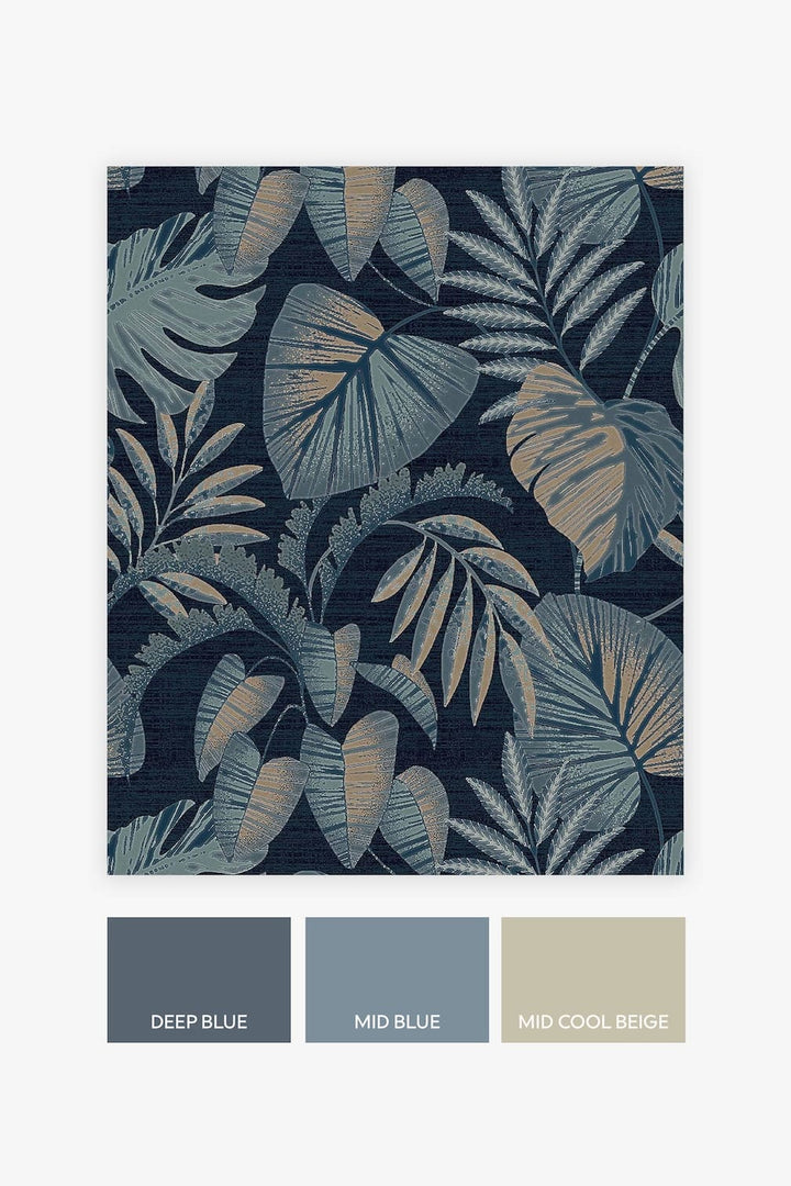 Next Jungle Leaves Navy Wallpaper - 118298