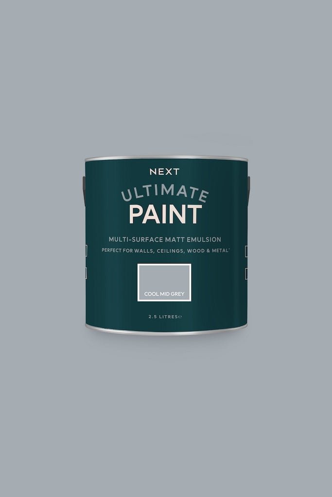 - Next Ultimate Multi Surface Matt Emulsion Paint - Cool Mid Grey 2.5L - T82893 - Decor Warehouse