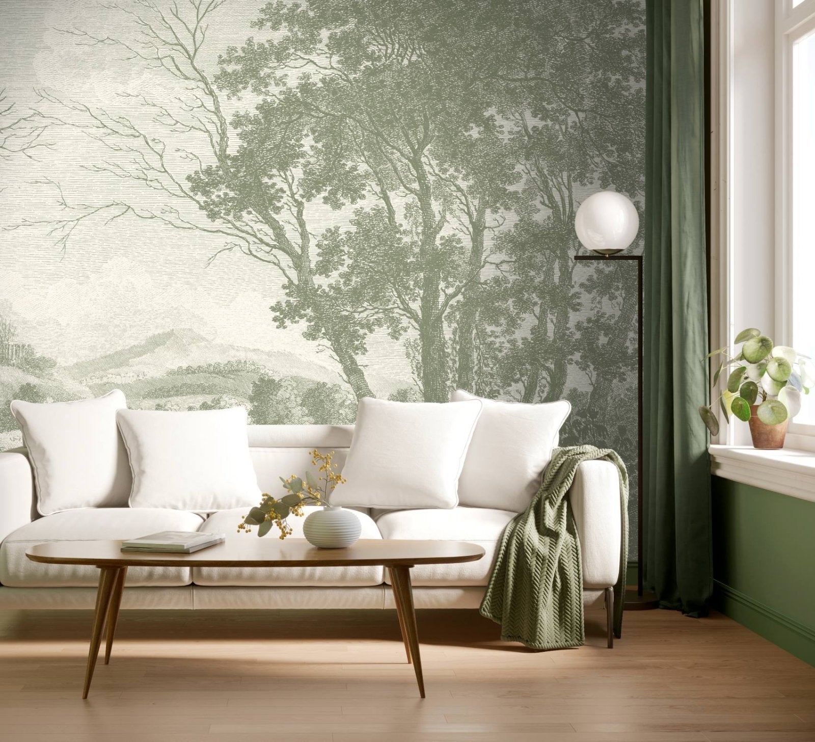 - Peaceful Countryside Green Wall Mural by Woodchip & Magnolia - WM - 307 - 05RM - Decor Warehouse