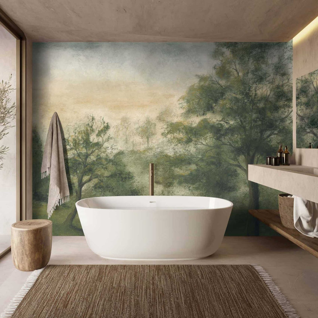  - Quarlton Forest Green Wall Mural by Woodchip & Magnolia - WM - 430 - 01RM - Decor Warehouse