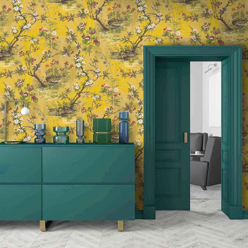  - Rivington Yellow Wallpaper - WM - 126 - 01R - Decor Warehouse