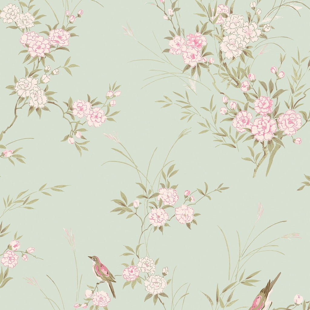  - Shabby Chic by Rachel Ashwell Bird Chinoiserie Green Wallpaper - 125120 - Decor Warehouse