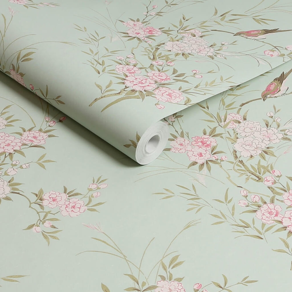  - Shabby Chic by Rachel Ashwell Bird Chinoiserie Green Wallpaper - 125120 - Decor Warehouse