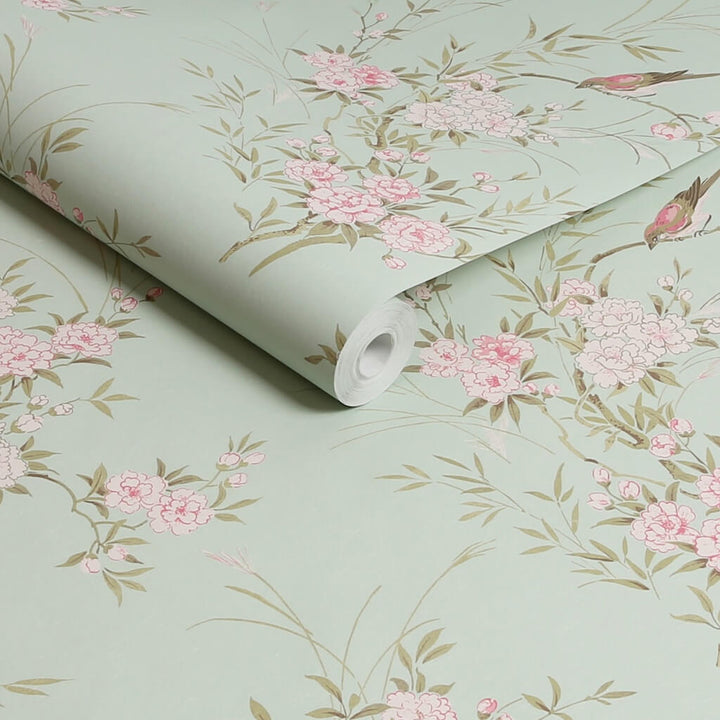  - Shabby Chic by Rachel Ashwell Bird Chinoiserie Green Wallpaper - 125120 - Decor Warehouse