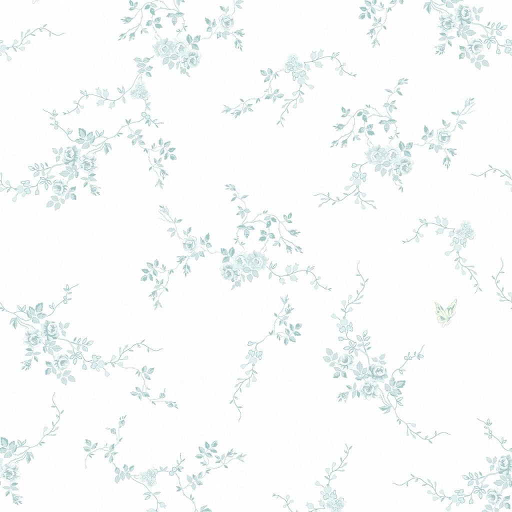  - Shabby Chic by Rachel Ashwell Butterflies Duck Egg Wallpaper - 125108 - Decor Warehouse