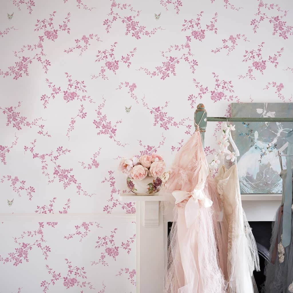 - Shabby Chic by Rachel Ashwell Butterflies Pink Wallpaper - 125107 - Decor Warehouse