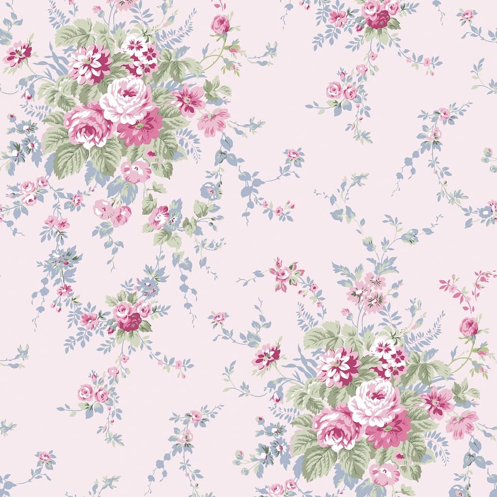  - Shabby Chic by Rachel Ashwell Garden Floral Pink Blue wallpaper - 125127 - Decor Warehouse