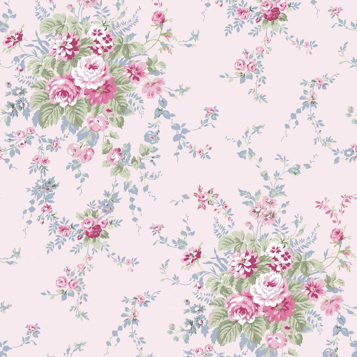  - Shabby Chic by Rachel Ashwell Garden Floral Pink Blue wallpaper - 125127 - Decor Warehouse