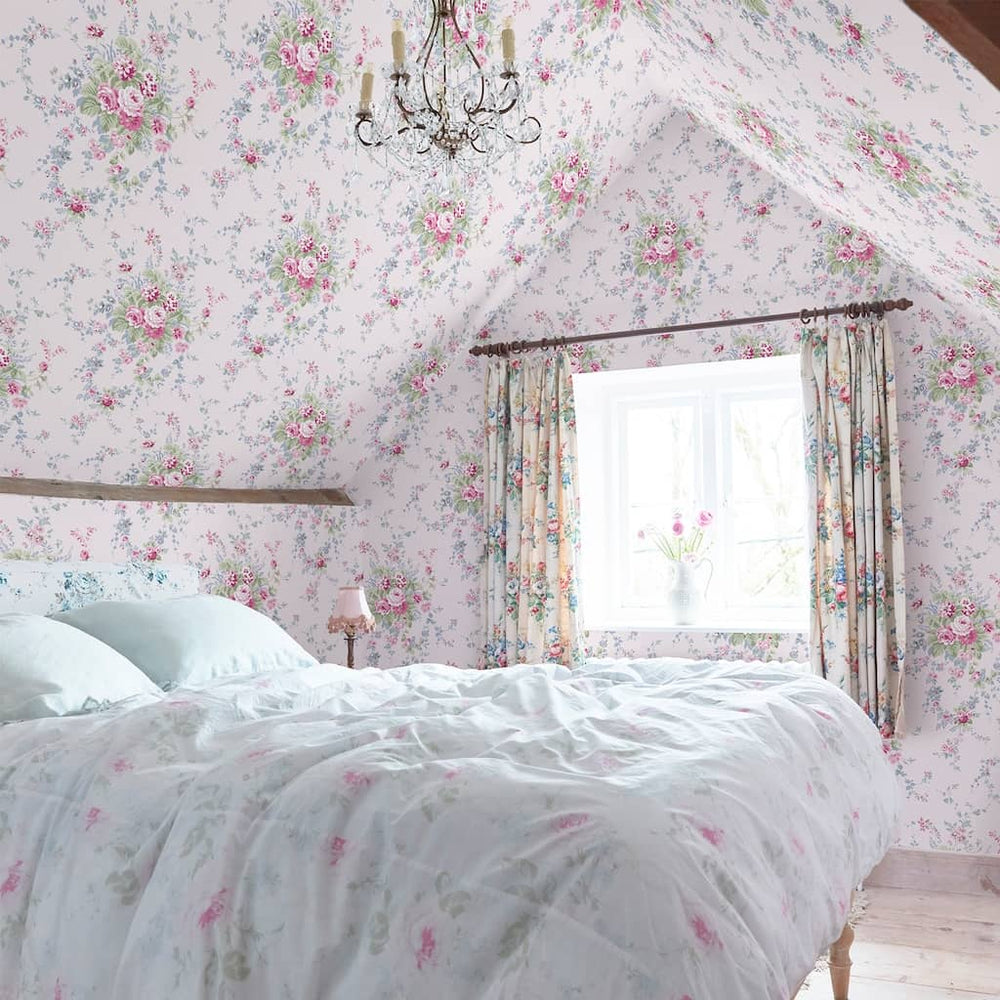  - Shabby Chic by Rachel Ashwell Garden Floral Pink Blue wallpaper - 125127 - Decor Warehouse