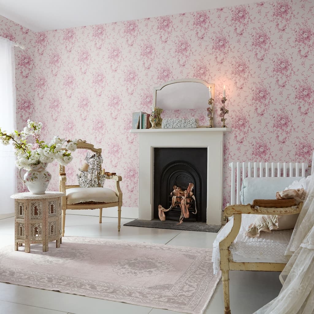 - Shabby Chic by Rachel Ashwell Garden Floral Pink Tonal wallpaper - 125126 - Decor Warehouse