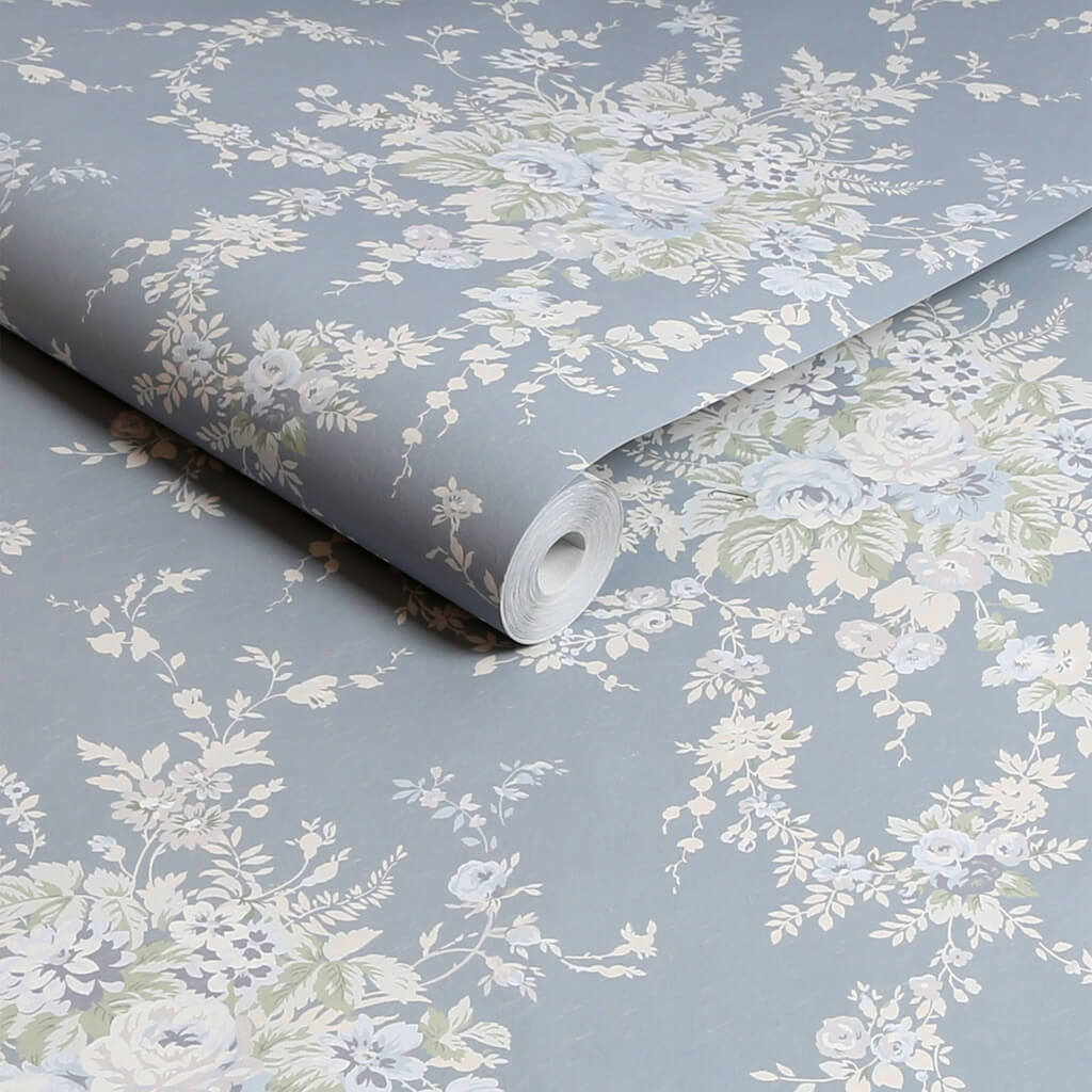 - Shabby Chic by Rachel Ashwell Garden Floral Slate Grey wallpaper - 125129 - Decor Warehouse