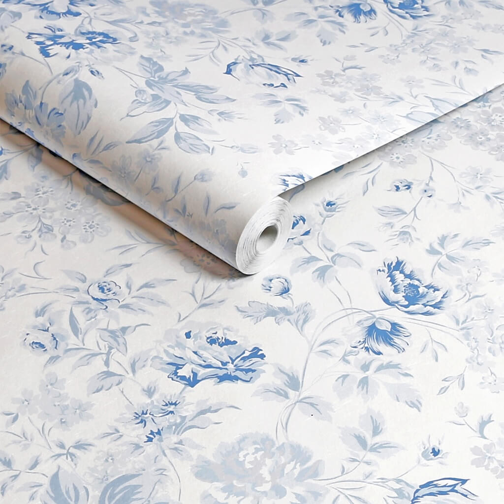 - Shabby Chic by Rachel Ashwell Romantic Rose Blue Wallpaper - 125109 - Decor Warehouse
