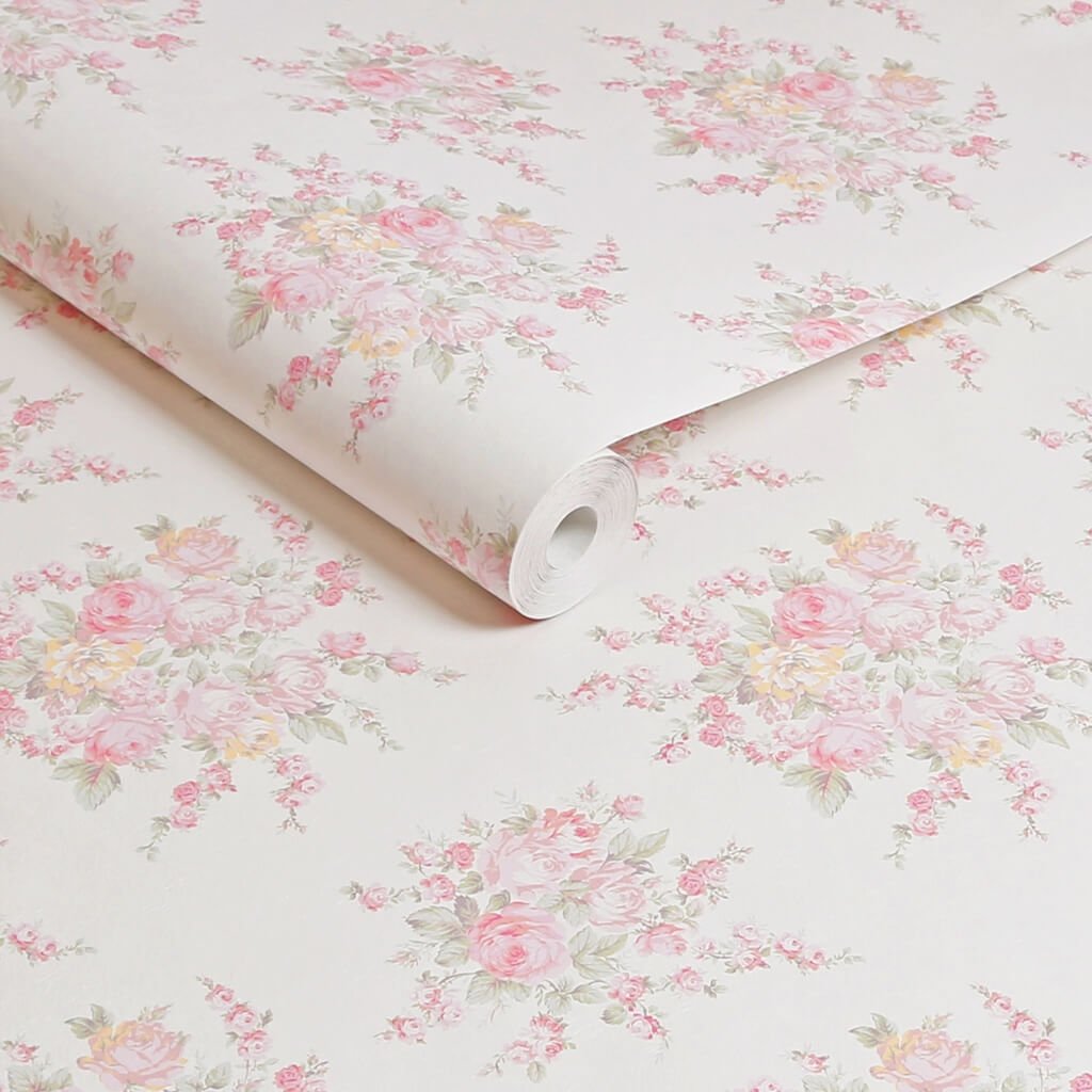 - Shabby Chic by Rachel Ashwell Rose Blossom Pink Multi wallpaper - 125135 - Decor Warehouse
