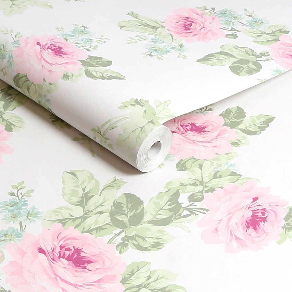 - Shabby Chic by Rachel Ashwell Royal Bouquet Pink wallpaper - 125111 - Decor Warehouse