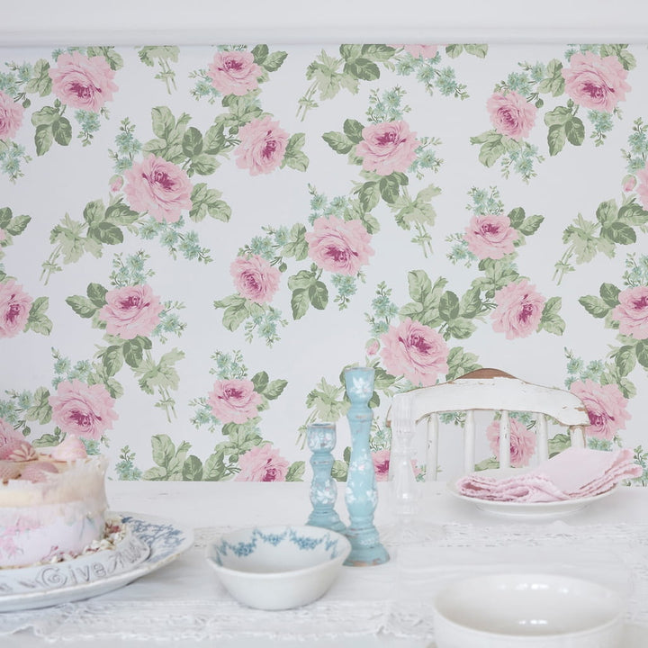  - Shabby Chic by Rachel Ashwell Royal Bouquet Pink wallpaper - 125111 - Decor Warehouse