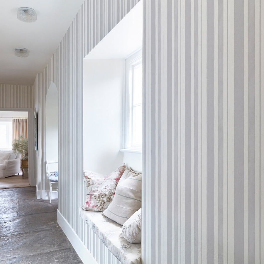  - Shabby Chic by Rachel Ashwell Watercolour Stripe Grey wallpaper - 125118 - Decor Warehouse