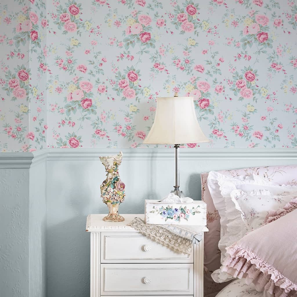 - Shabby Chic by Rachel Ashwell Wild Flower Blue Wallpaper - 125133 - Decor Warehouse
