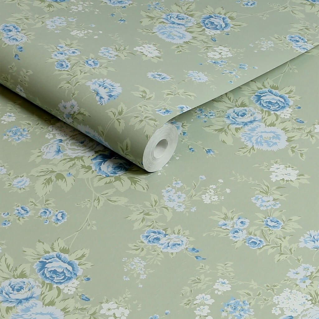 - Shabby Chic by Rachel Ashwell Wild Flower Sage wallpaper - 125131 - Decor Warehouse