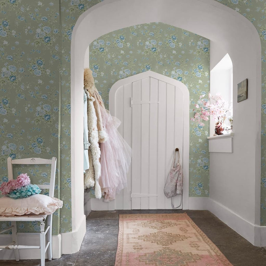  - Shabby Chic by Rachel Ashwell Wild Flower Sage wallpaper - 125131 - Decor Warehouse