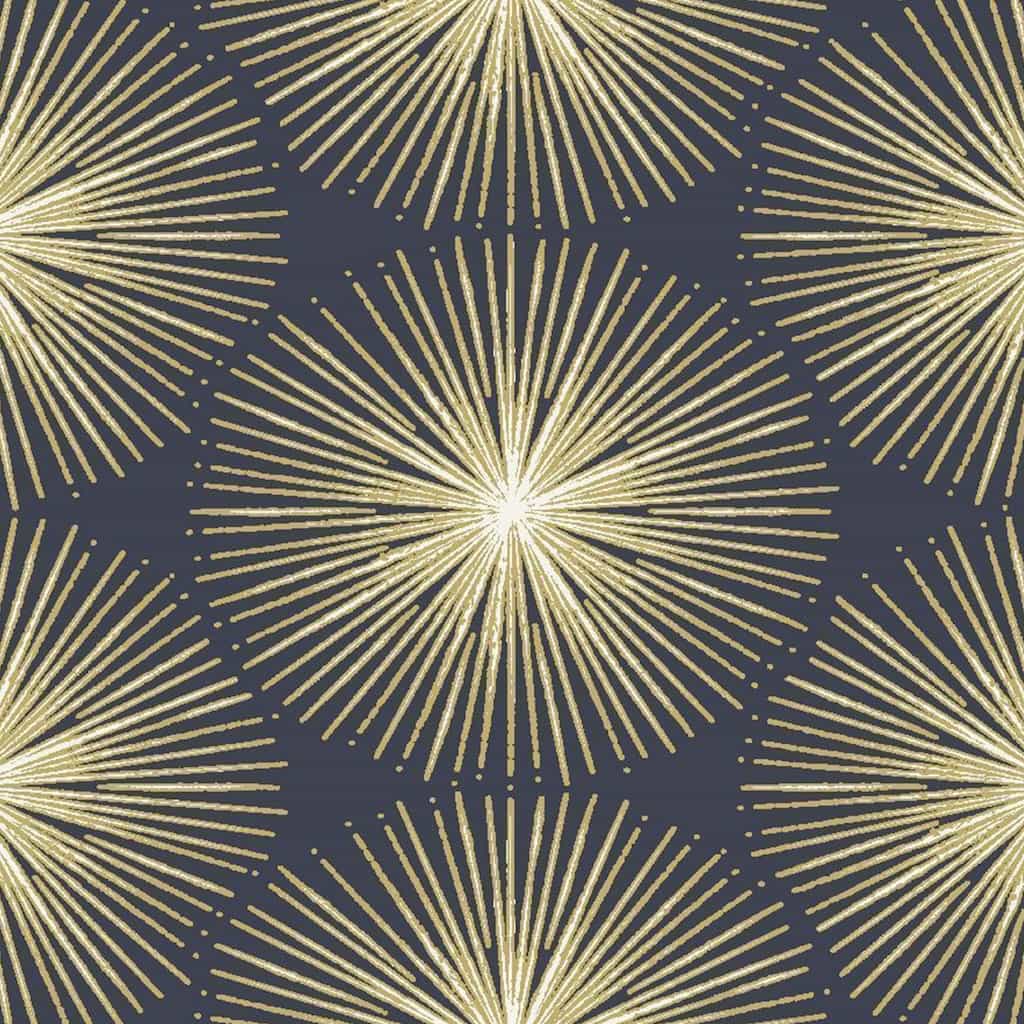 Sublime Fire Circle Gold on Navy Blue Wallpaper - 105980